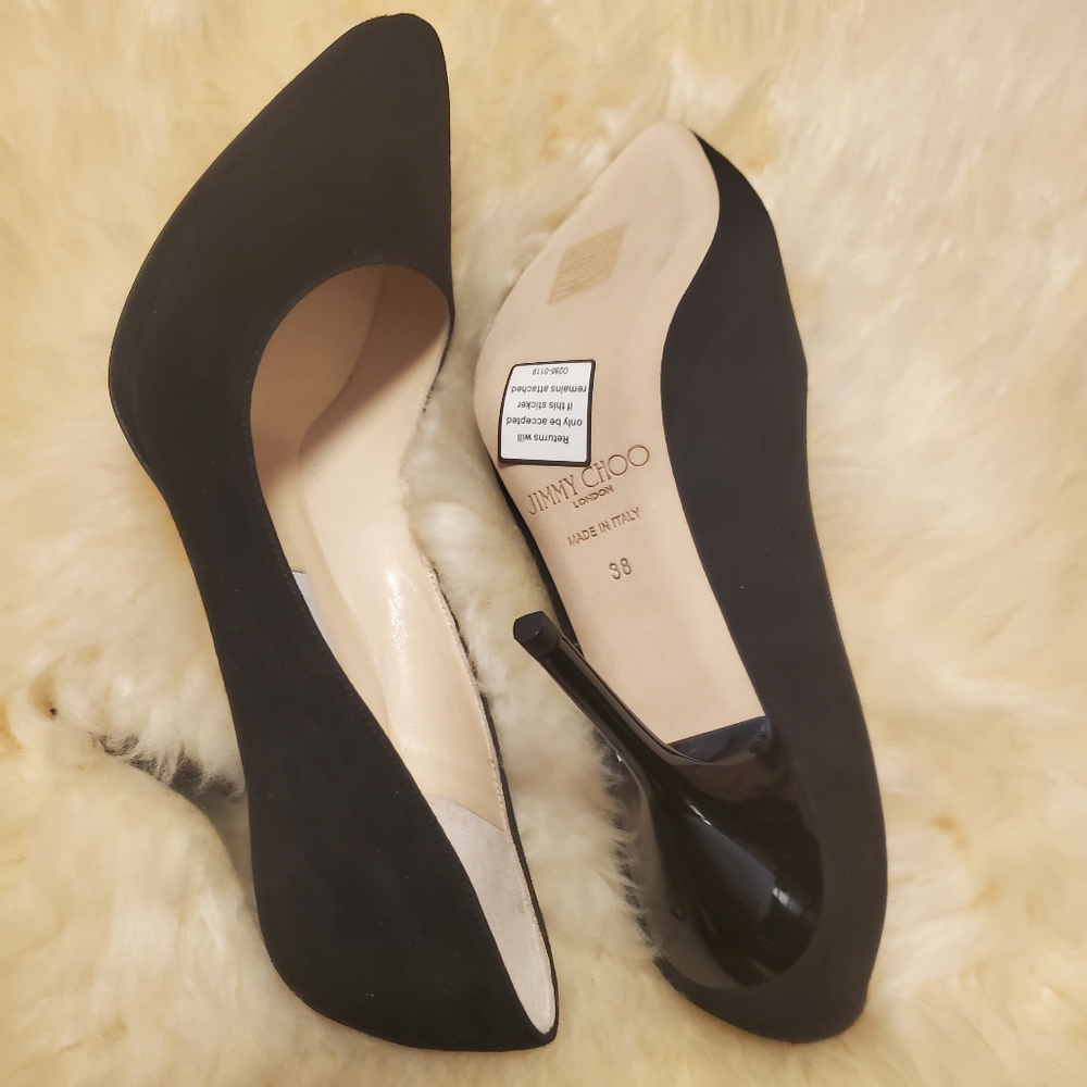 Jimmy Choo black suede platform pumps Sz 38 (Italian sizing)